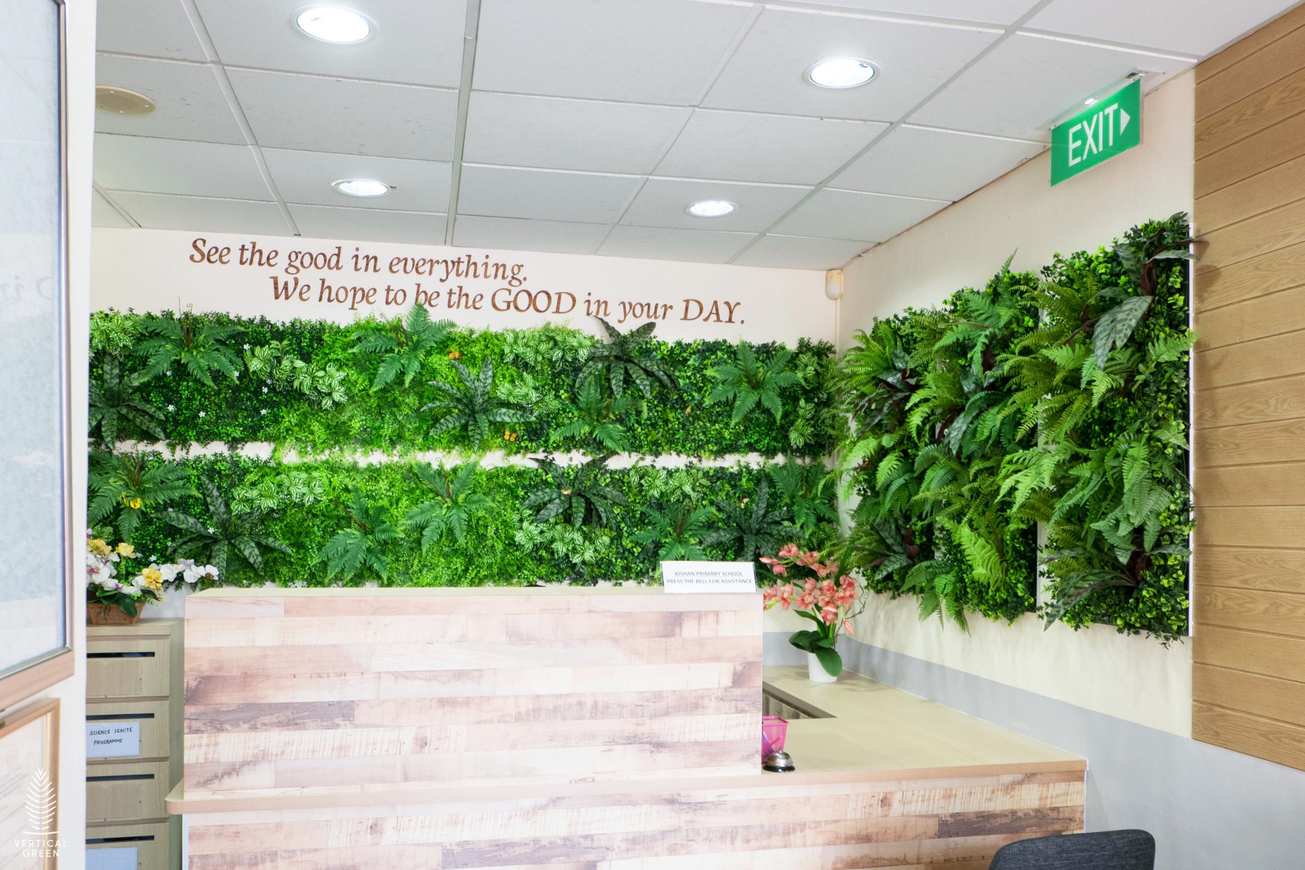 artificial green wall school singapore